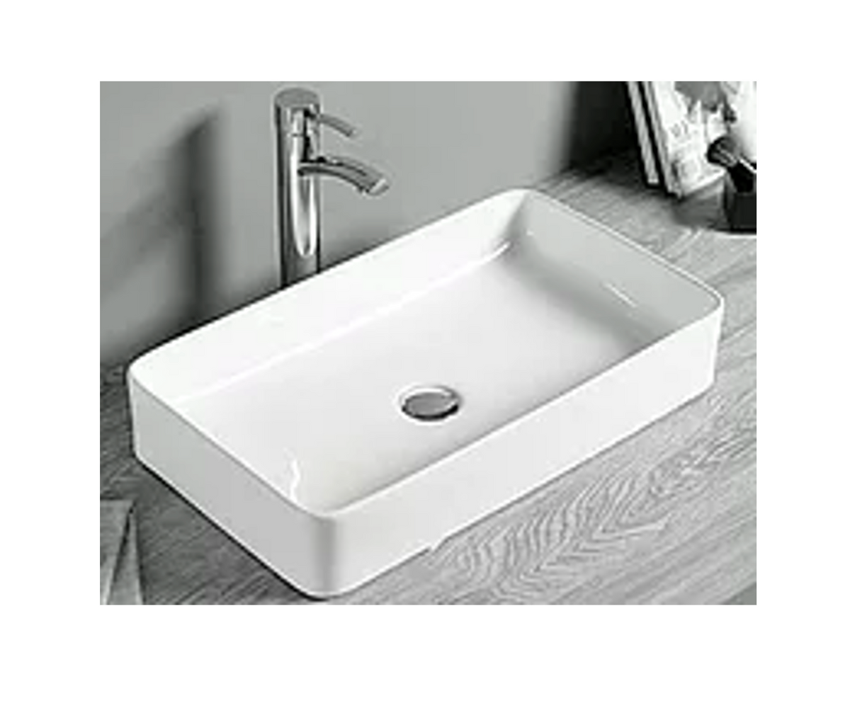 585*370*130 KROHLI Rectangle White Gloss Ceramic Counter Basin