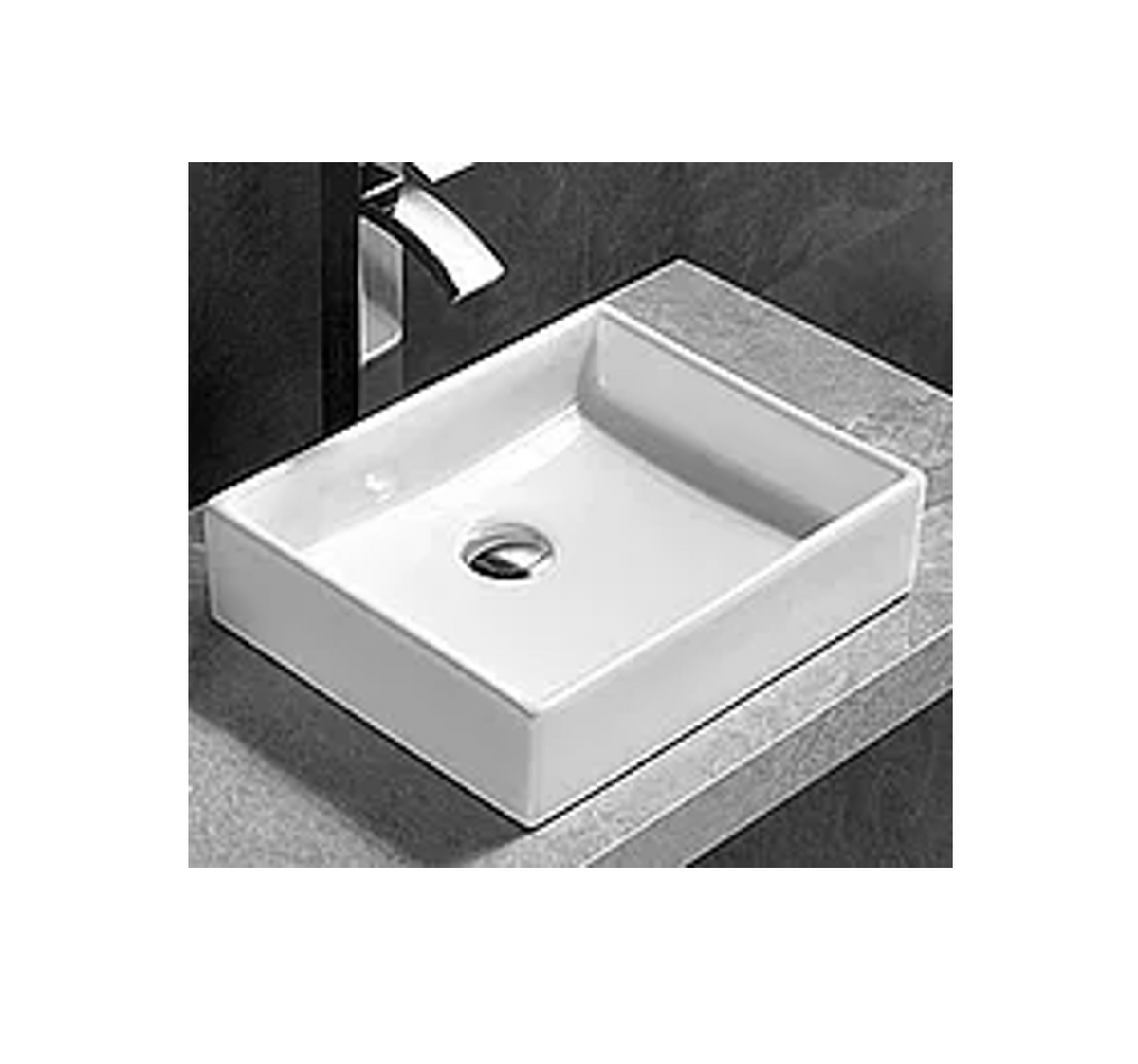 405*330*100 KROHLI Rectangle White Gloss Ceramic Counter Basin