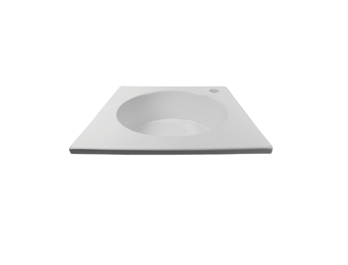 425*425*145 KROHLI Square Round Insert White Gloss Counter Basin - Tap Provision