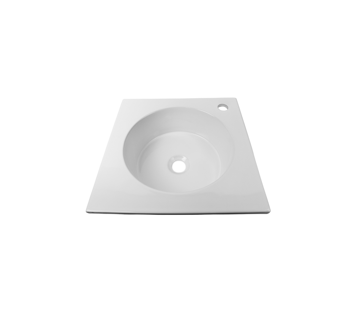425*425*145 KROHLI Square Round Insert White Gloss Counter Basin - Tap Provision