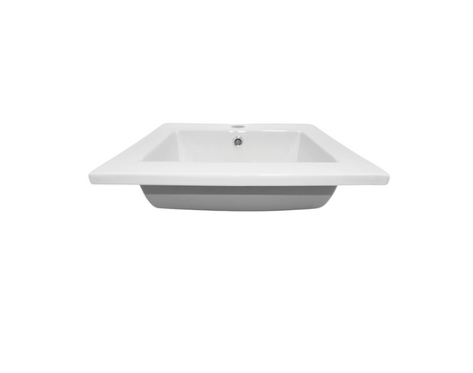 415*415*170 KROHLI Square Insert White Gloss Counter Basin with Overflow - Tap Provision