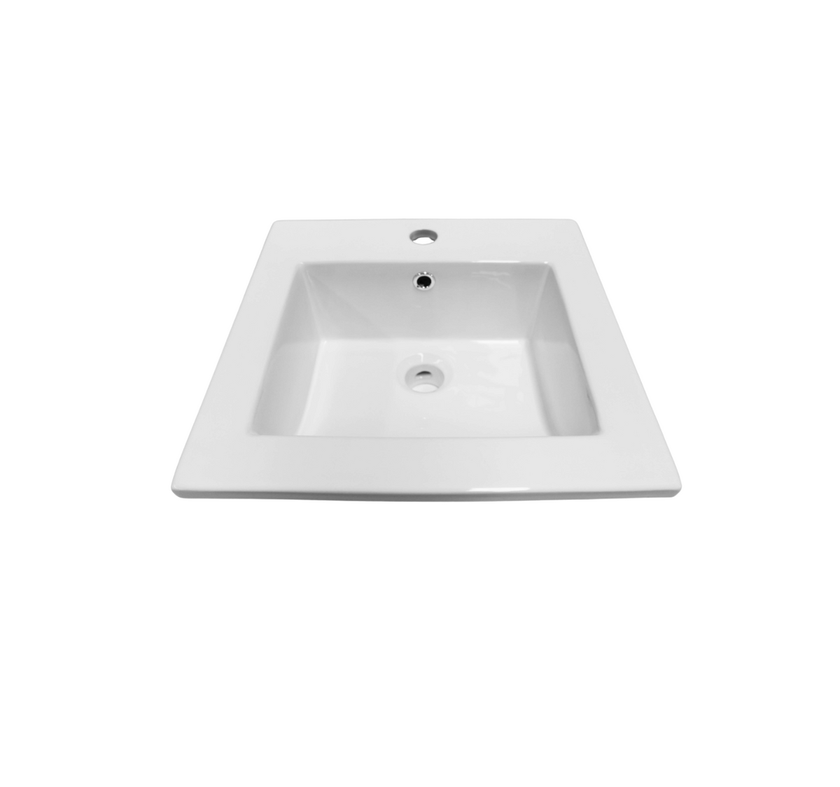 415*415*170 KROHLI Square Insert White Gloss Counter Basin with Overflow - Tap Provision