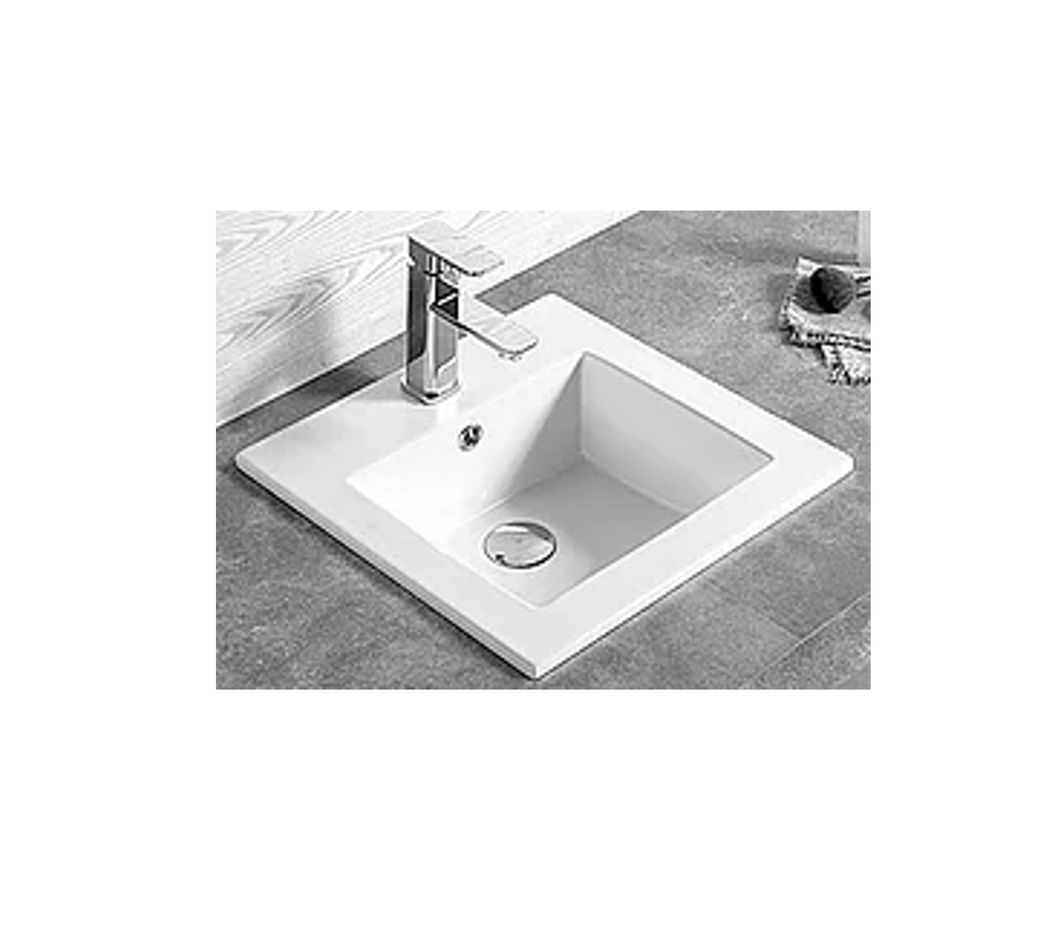 415*415*170 KROHLI Square Insert White Gloss Counter Basin with Overflow - Tap Provision