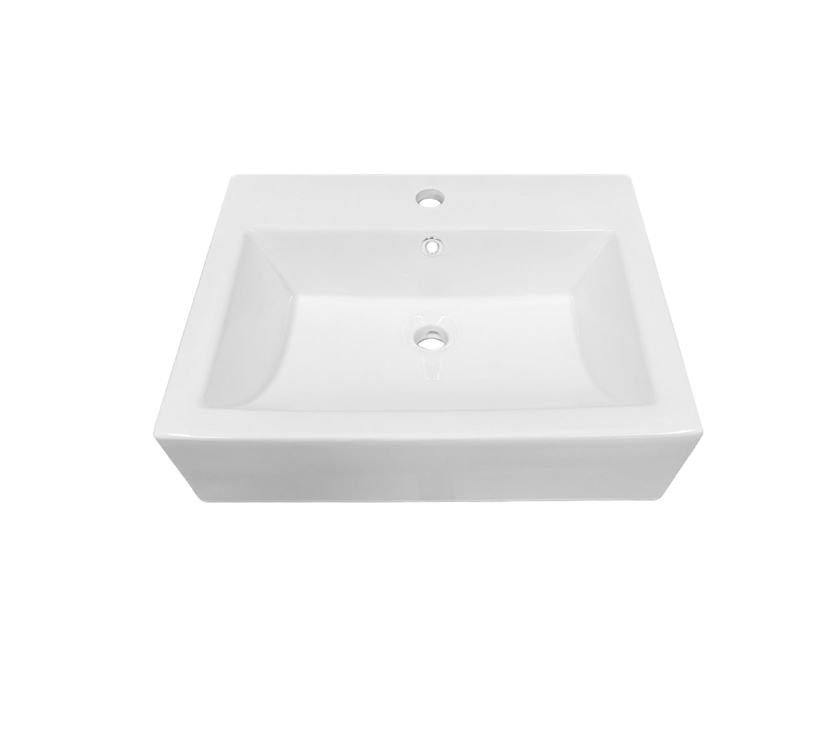 570*450*150 KROHLI Rectangle White Gloss Counter Basin with Overflow - Tap Provision