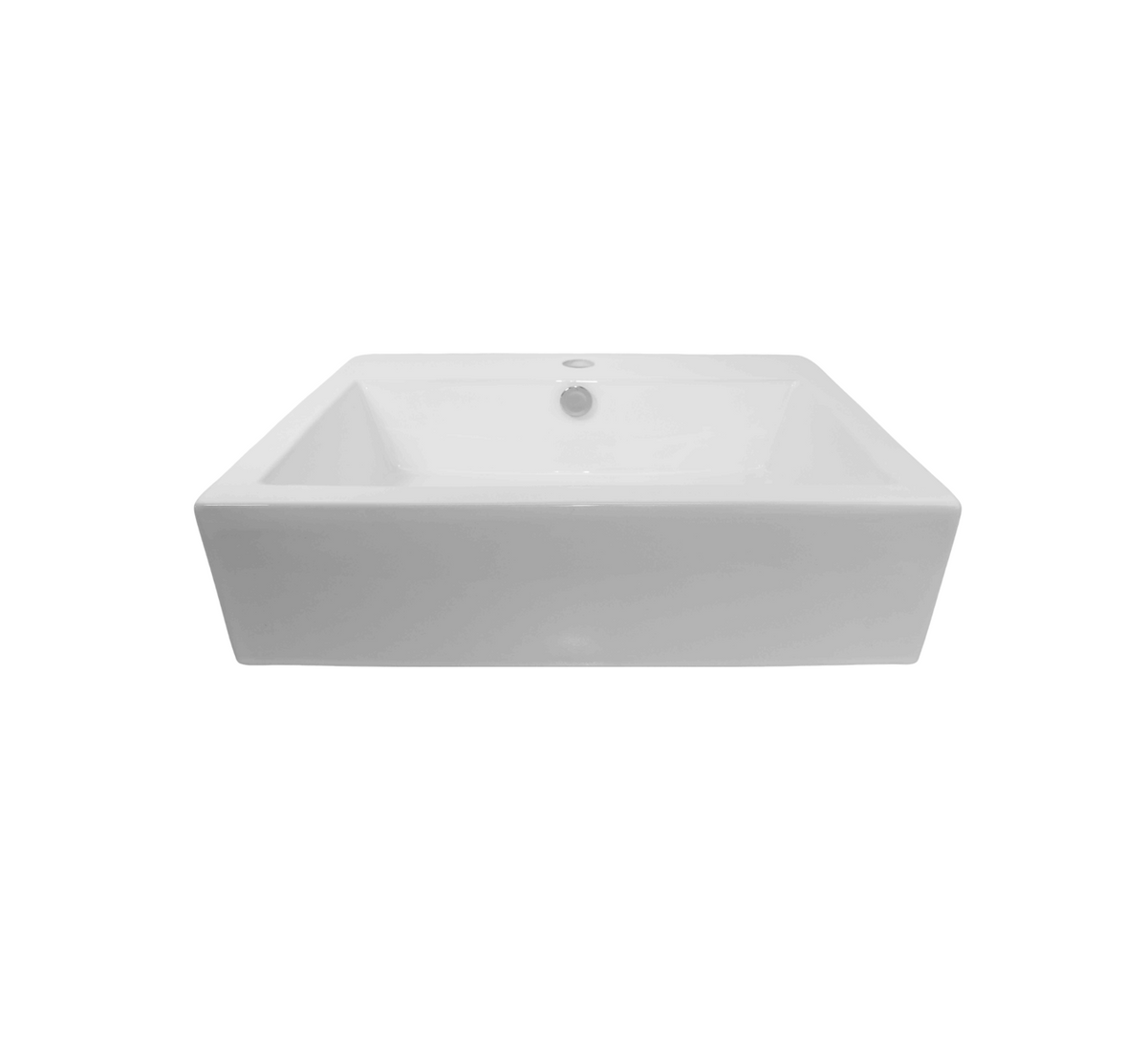 570*450*150 KROHLI Rectangle White Gloss Counter Basin with Overflow - Tap Provision