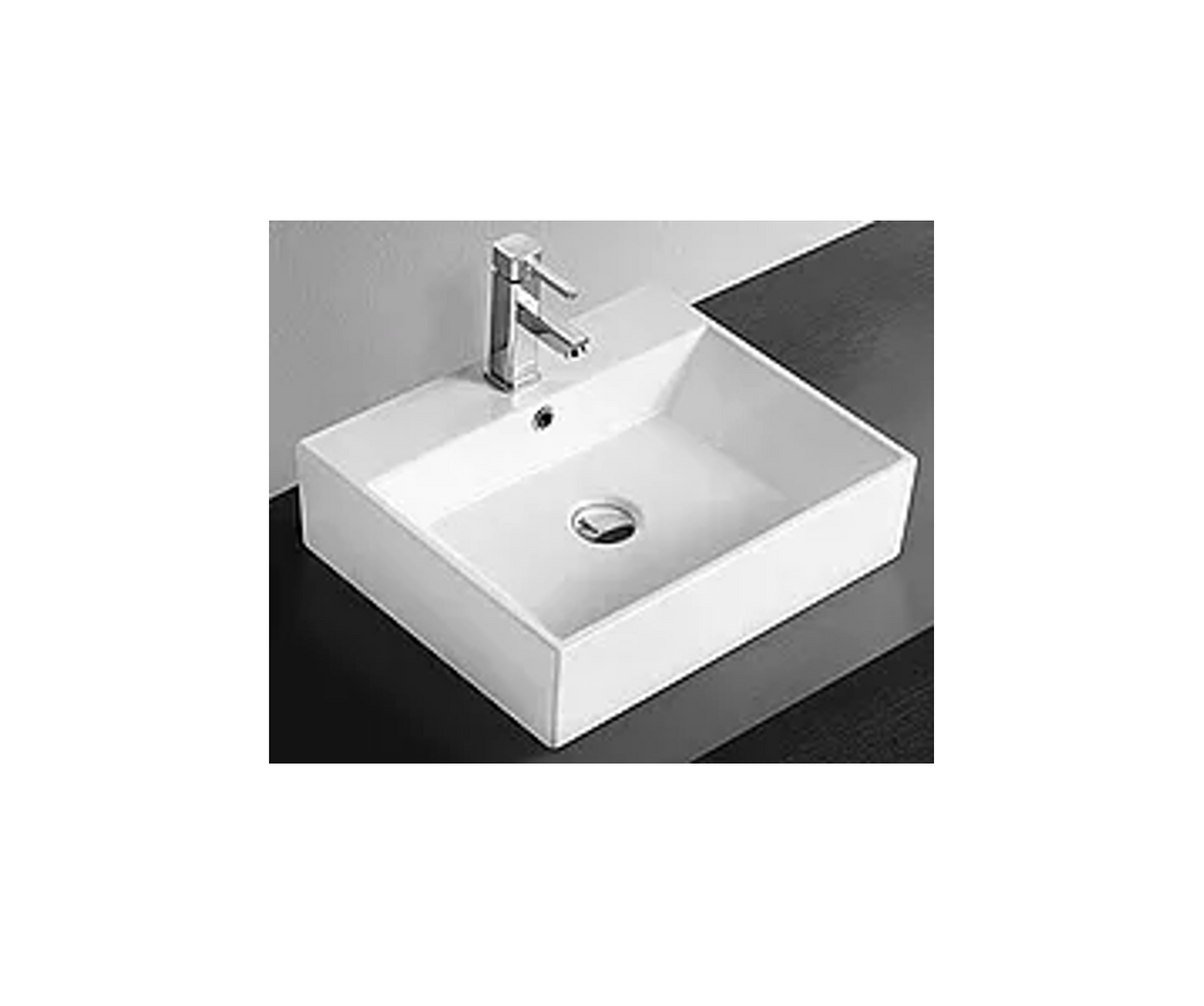515*430*145 KROHLI Rectangle White Gloss Counter Basin with Overflow - Tap Provision
