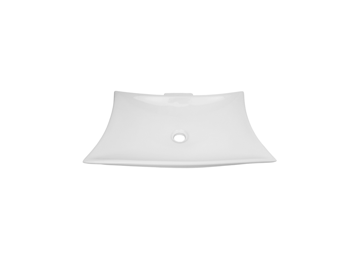565*375*100 KROHLI Tapered Rectangle White Gloss Ceramic Counter Basin - Tap Hole Provision