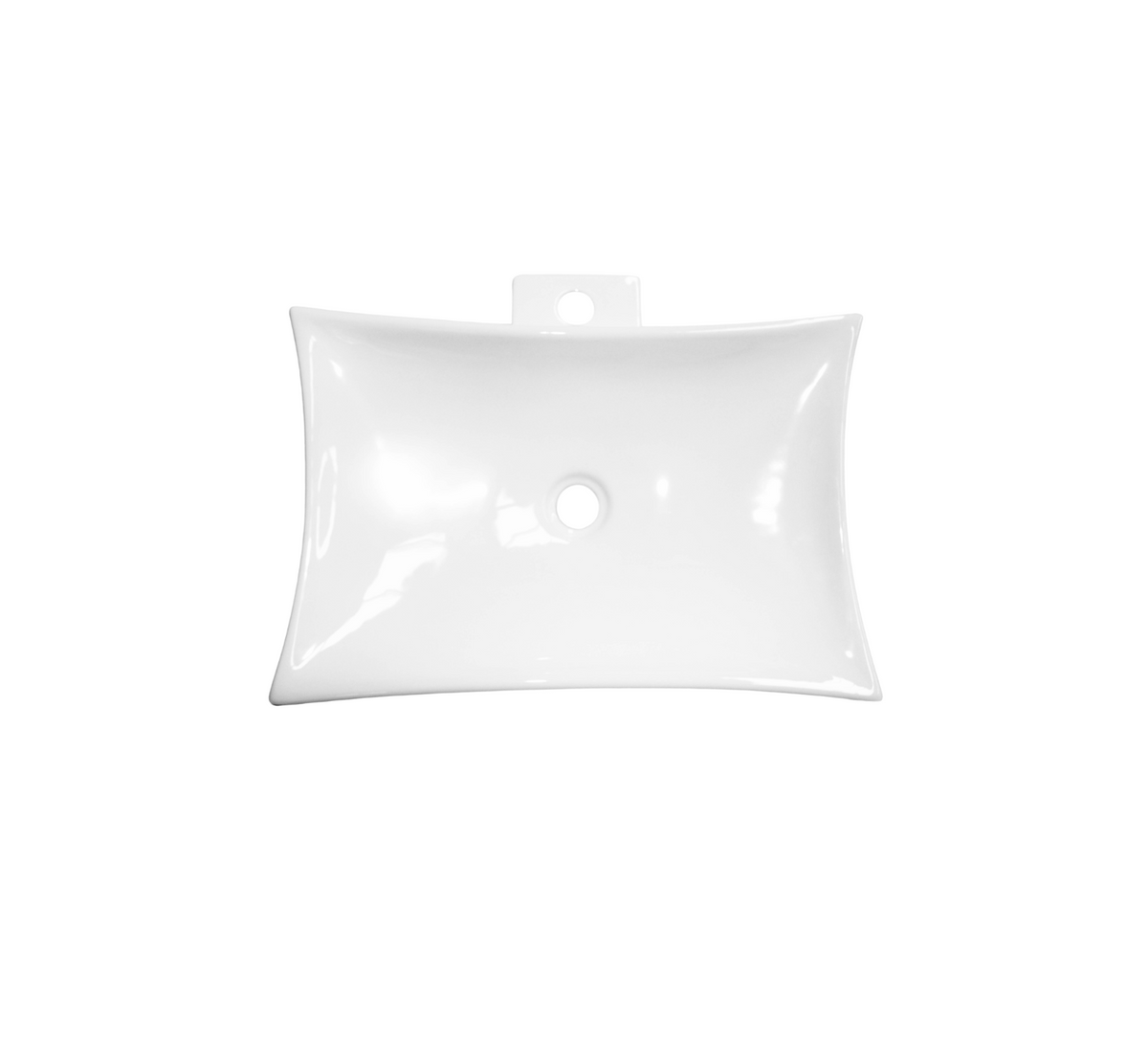 565*375*100 KROHLI Tapered Rectangle White Gloss Ceramic Counter Basin - Tap Hole Provision