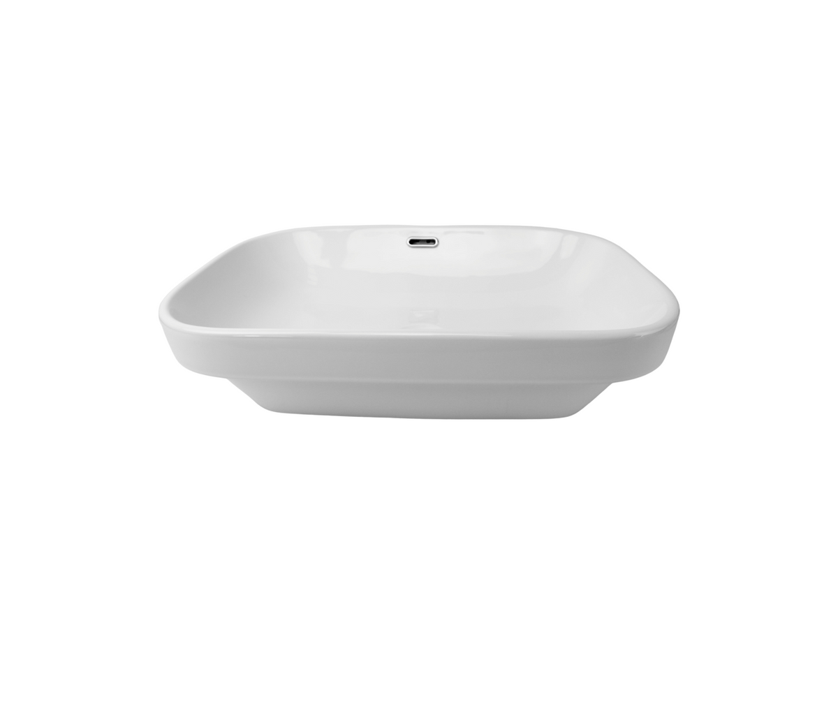 610*410*160/60 KROHLI Insert Curved Rectangle White Gloss Counter Basin with Overflow