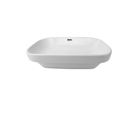610*410*160/60 KROHLI Insert Curved Rectangle White Gloss Counter Basin with Overflow