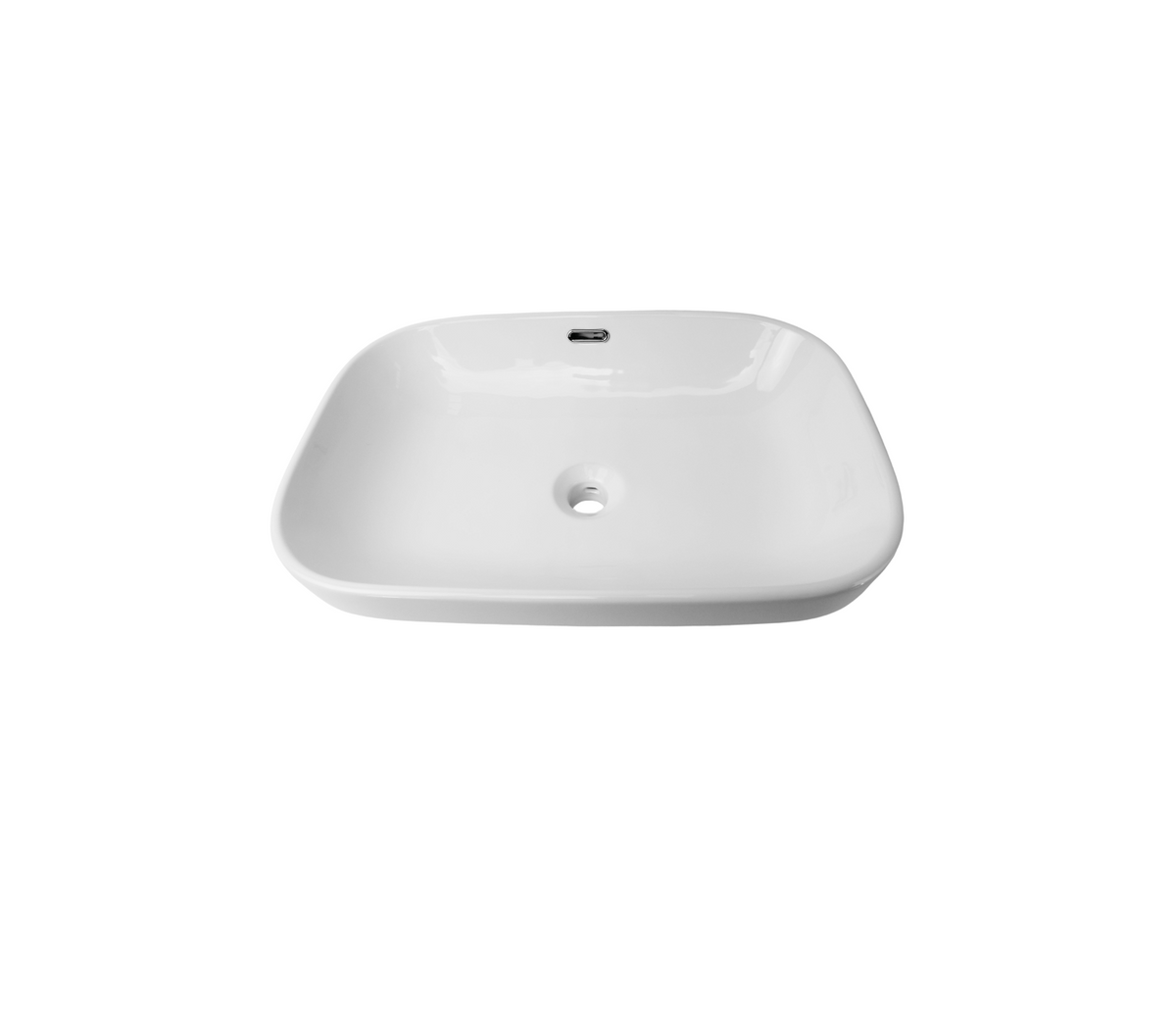 610*410*160/60 KROHLI Insert Curved Rectangle White Gloss Counter Basin with Overflow