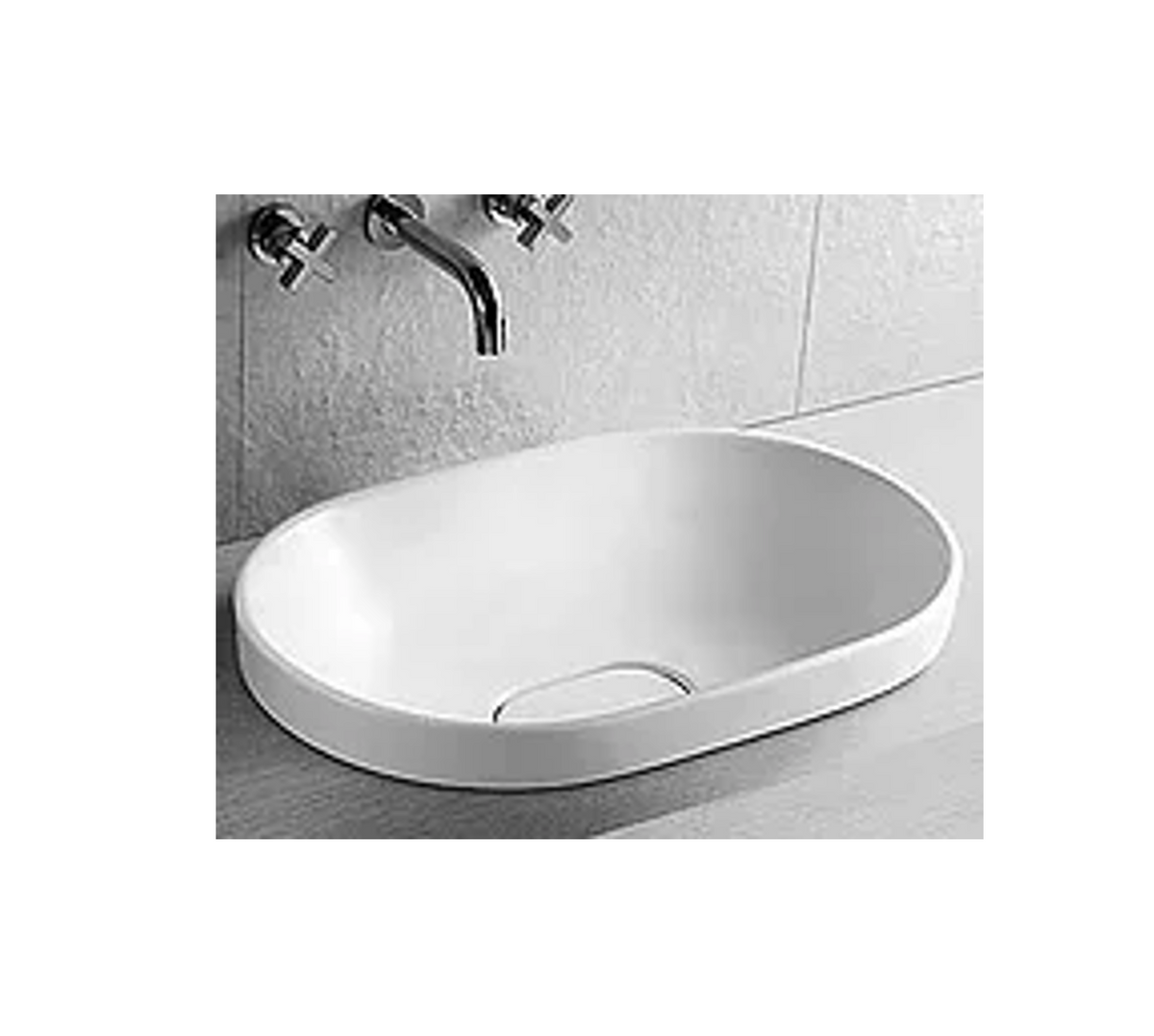 600*400*60/180 KROHLI Semi Insert Oval White Gloss Vanity Basin