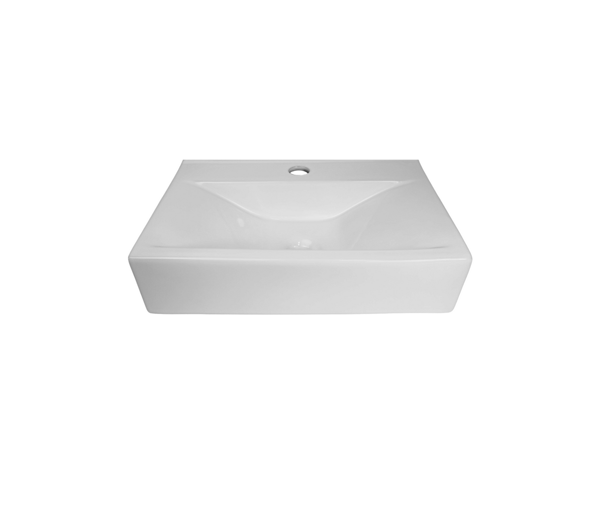 450*305*105 KROHLI Rectangle Compact Wall Hung White Gloss Ceramic Basin - Tap Provision