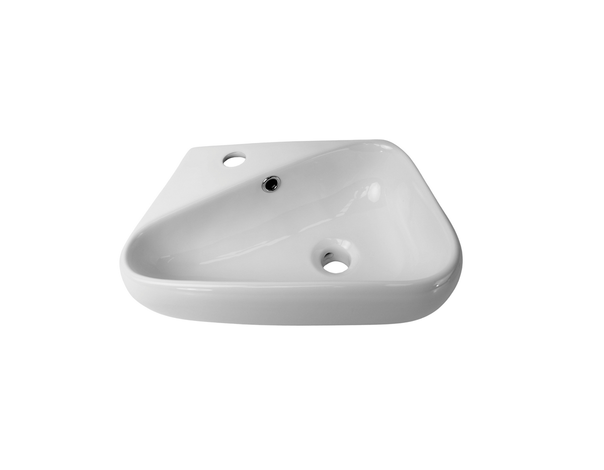 450*275*150/125 KROHLI Wall Hung Rounded Rectangle White Gloss Ceramic Basin with Overflow - Tap Provision