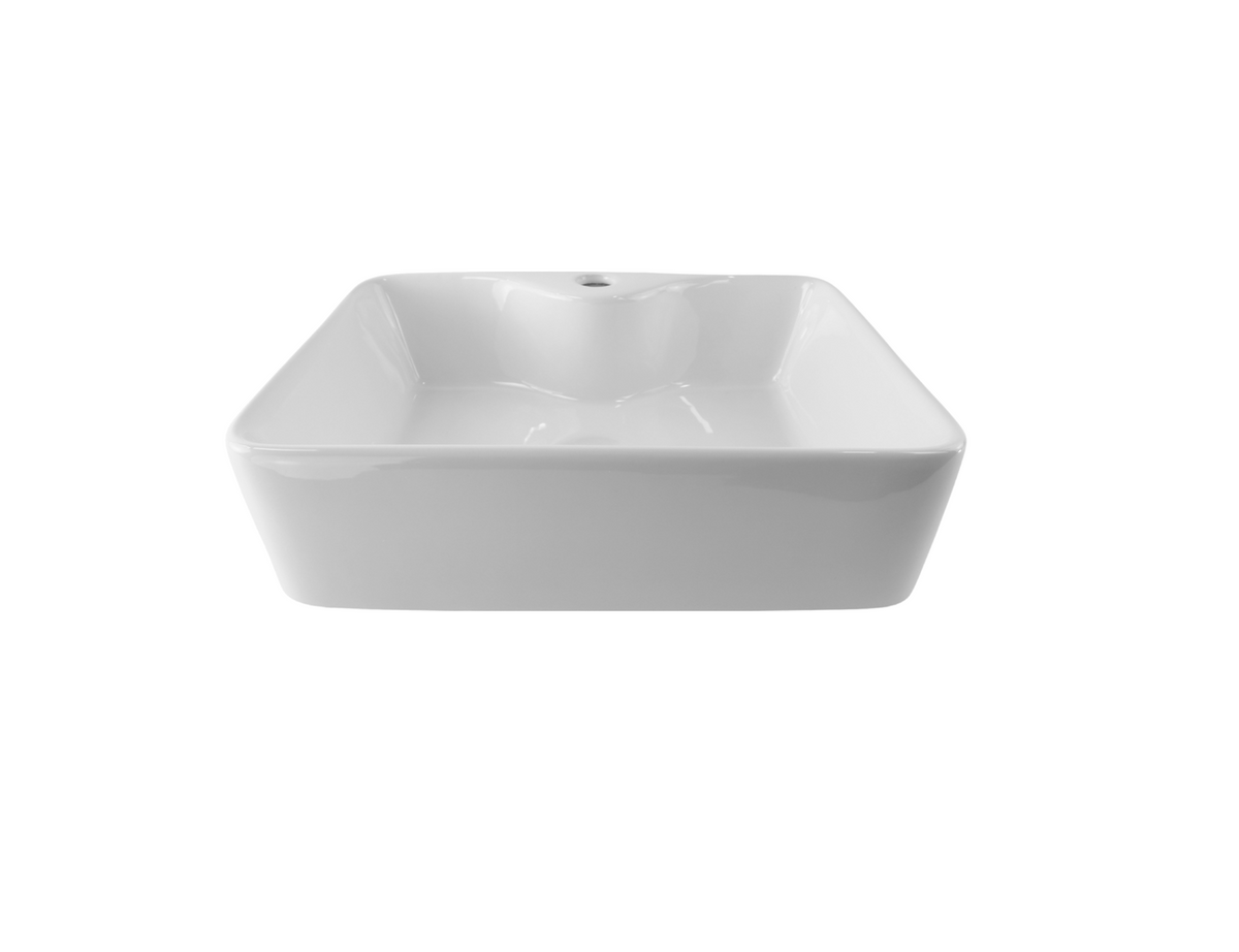 480*370*130 KROHLI Rectangle Rounded White Gloss Counter Basin - Tap Hole Provision