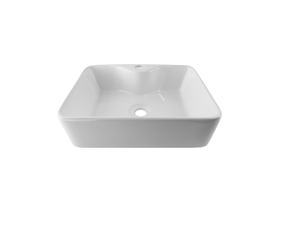 480*370*130 KROHLI Rectangle Rounded White Gloss Counter Basin - Tap Hole Provision