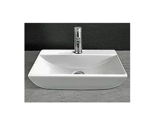 450*350*140 KROHLI Rectangle Compact White Gloss Counter Basin with Overflow - Tap Provision