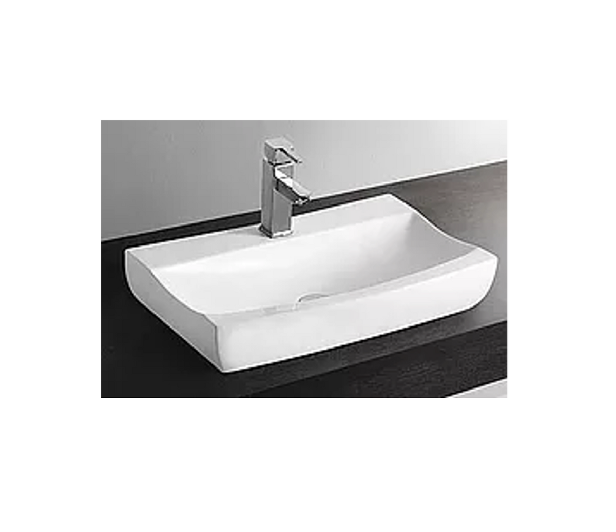 630*405*120 KROHLI Rectangle Curve White Gloss Counter Vanity Basin - Tap Provision