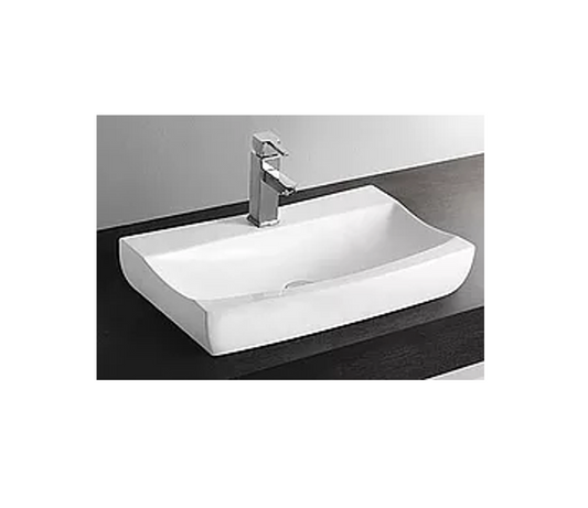 630*405*120 KROHLI Rectangle Curve White Gloss Counter Vanity Basin - Tap Provision