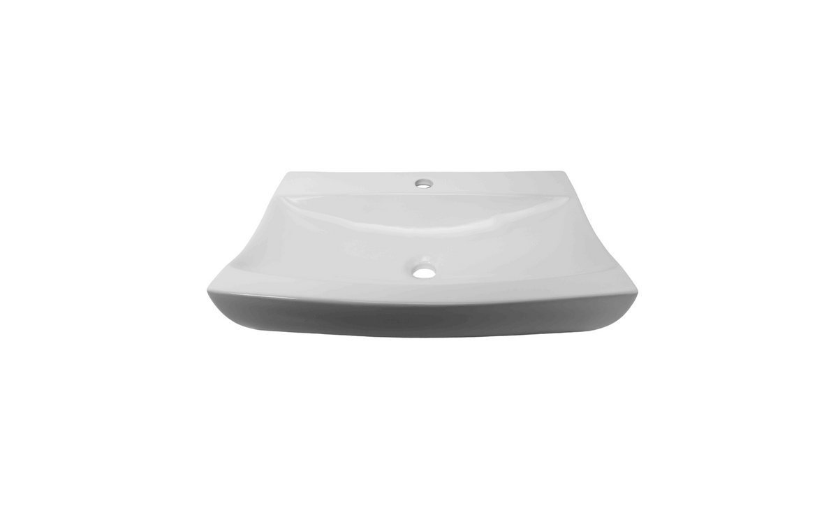 630*405*120 KROHLI Rectangle Curve White Gloss Counter Vanity Basin - Tap Provision