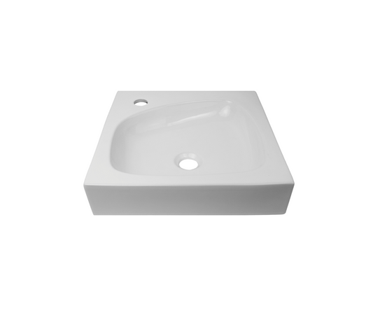 400*400*90 KROHLI Square White Gloss Counter Basin - Tap Hole Provision