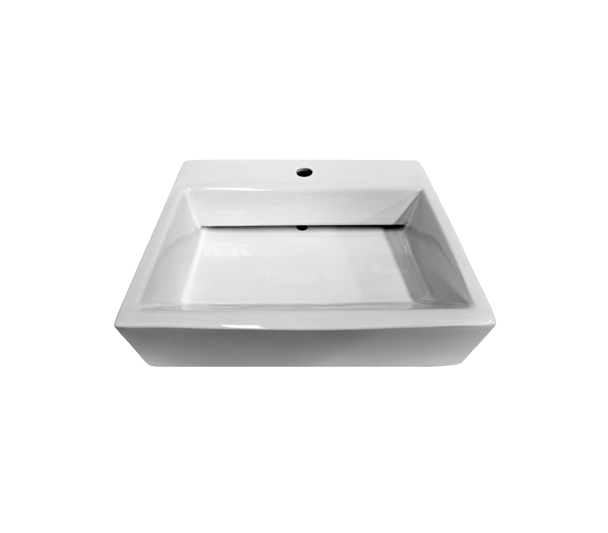 575*470*145 KROHLI Rectangle White Gloss Counter Vanity Basin with Hidden Waste - Tap Provision