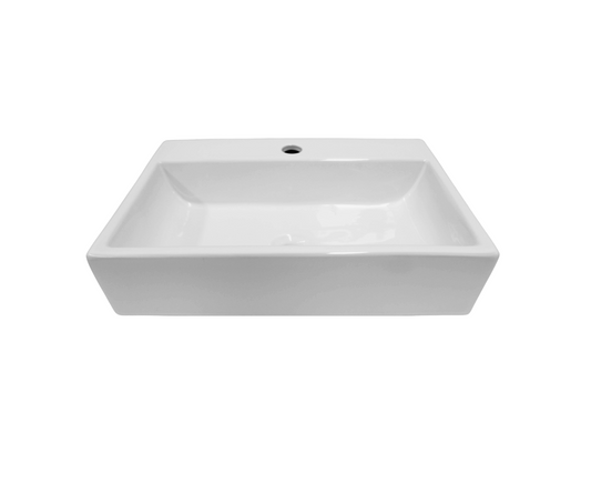 510*360*130 KROHLI Rectangle White Gloss Counter Basin - Tap Provision