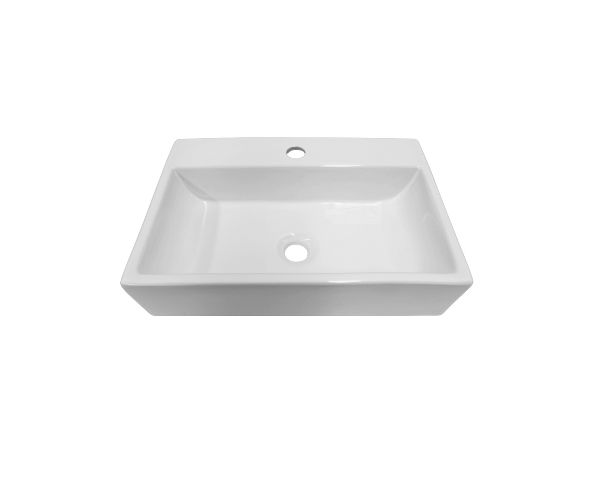 510*360*130 KROHLI Rectangle White Gloss Counter Basin - Tap Provision