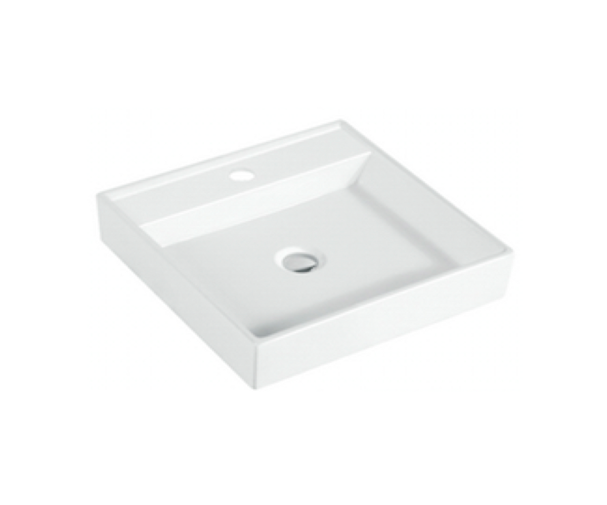 440*440*110 KROHLI Square White Gloss Low Profile Counter Basin - Tap Provision