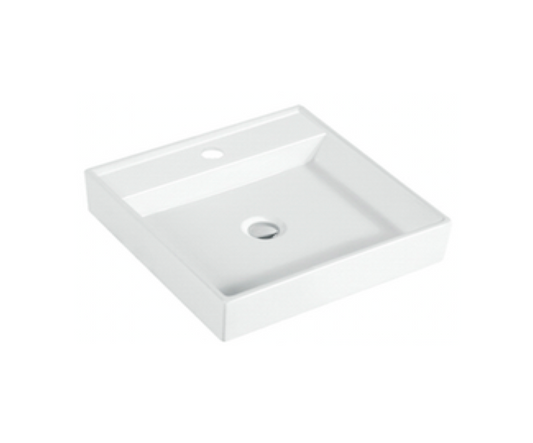 440*440*110 KROHLI Square White Gloss Low Profile Counter Basin - Tap Provision