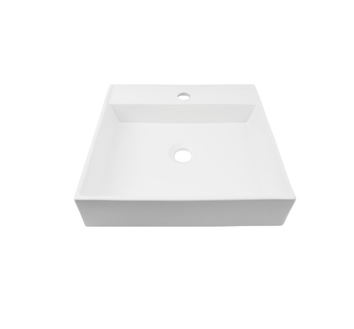 440*440*110 KROHLI Square White Gloss Low Profile Counter Basin - Tap Provision