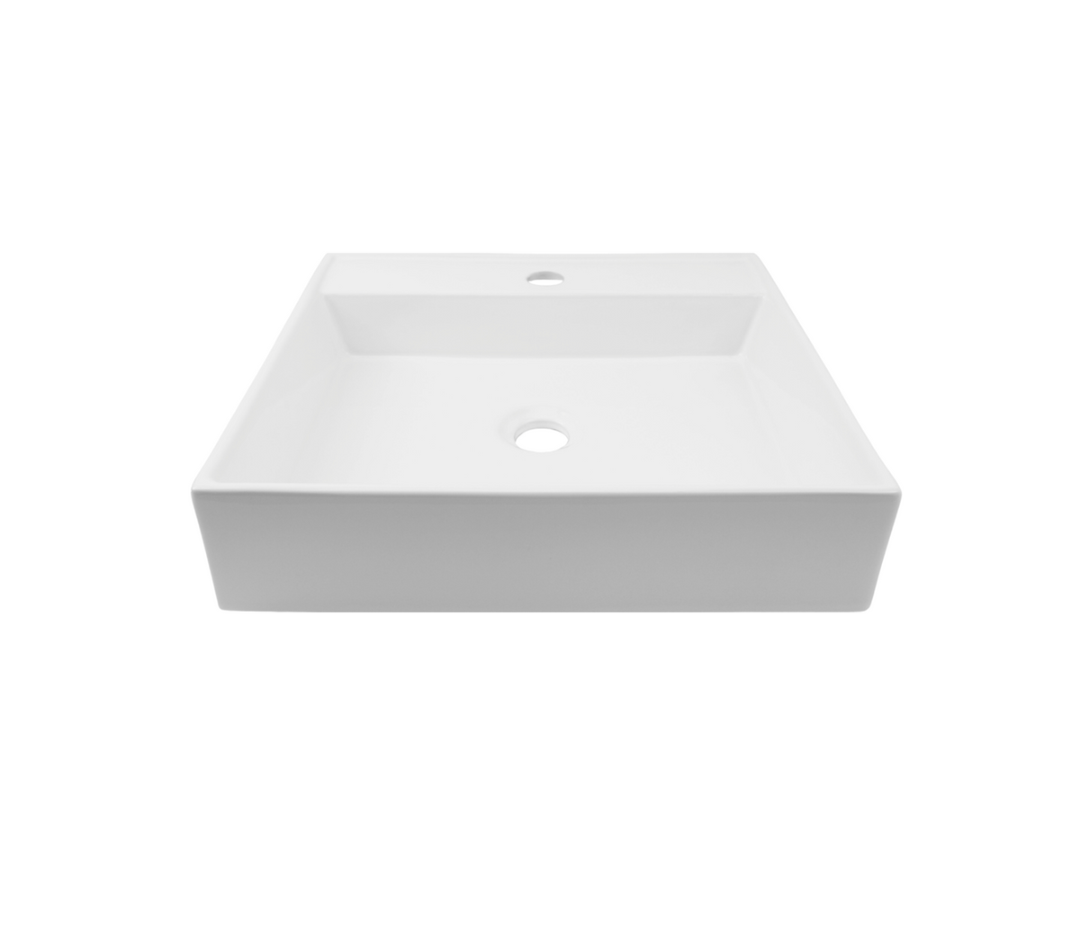 440*440*110 KROHLI Square White Gloss Low Profile Counter Basin - Tap Provision