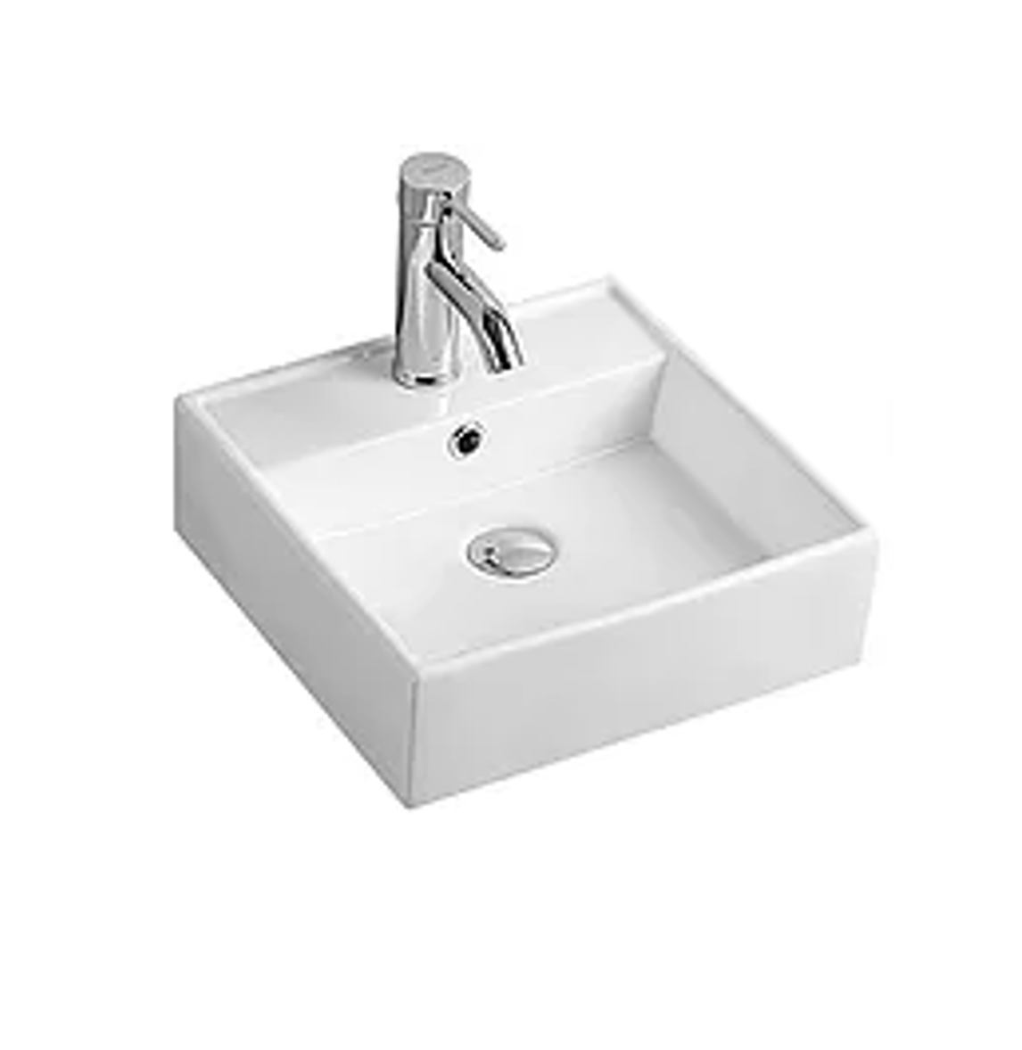 380*380*125 KROHLI Square Compact White Gloss Counter Vanity Basin with Overflow - Tap Provision
