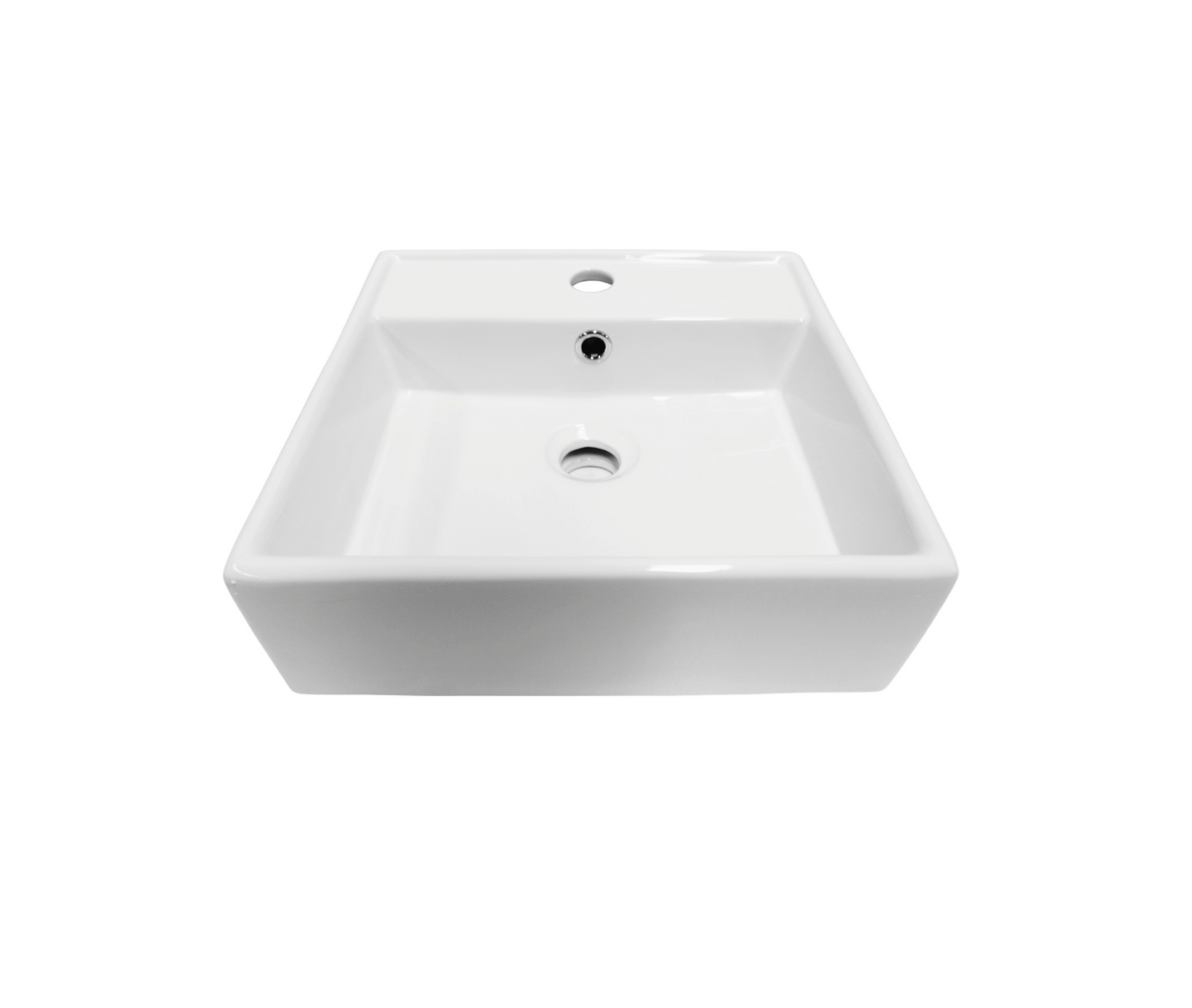 380*380*125 KROHLI Square Compact White Gloss Counter Vanity Basin with Overflow - Tap Provision