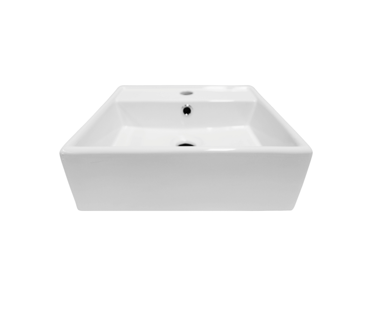 380*380*125 KROHLI Square Compact White Gloss Counter Vanity Basin with Overflow - Tap Provision