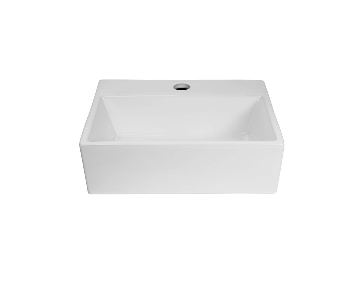 385*305*120 KROHLI Wall Hung Rectangle Compact White Gloss Counter Basin - Tap Provision