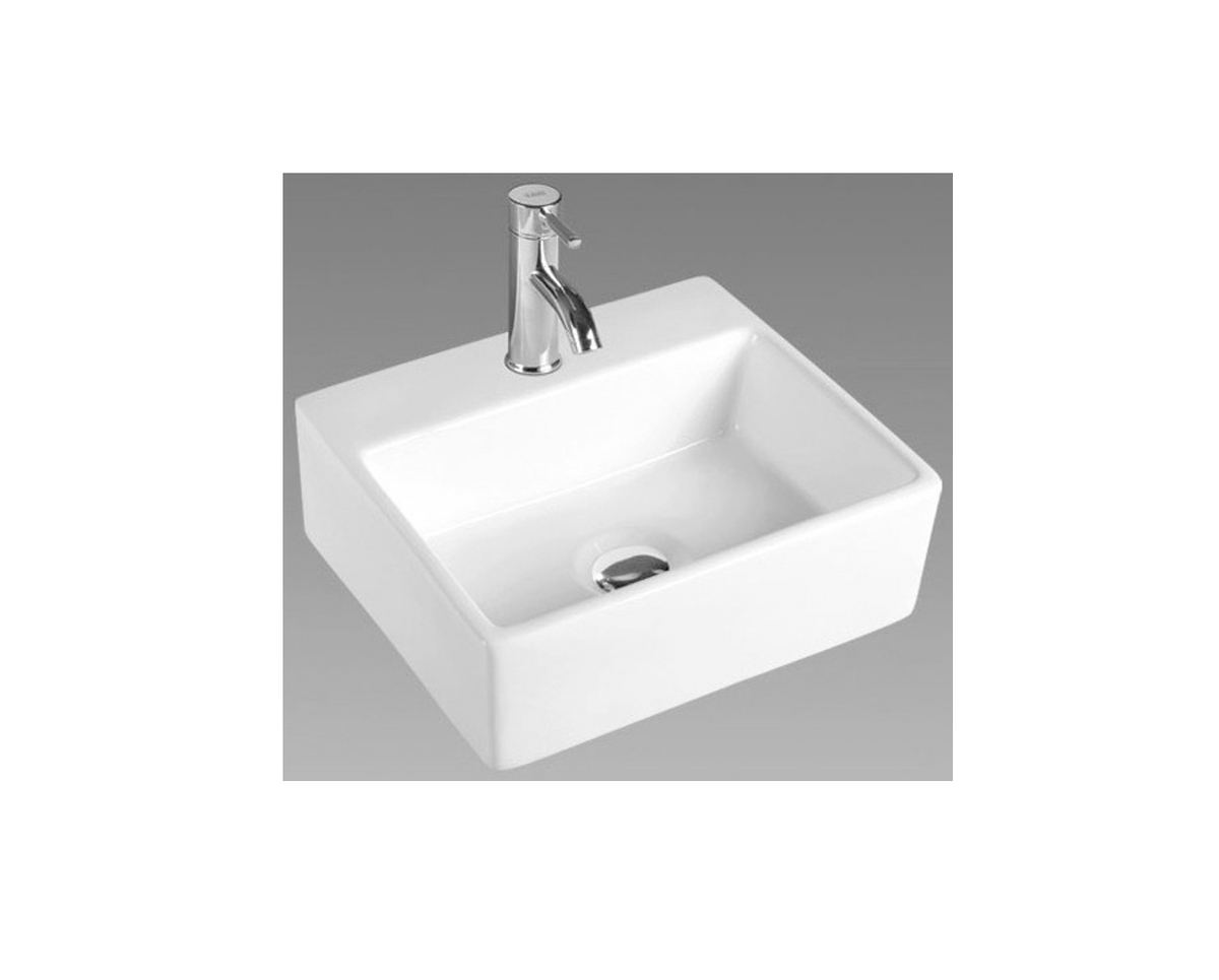 385*305*120 KROHLI Wall Hung Rectangle Compact White Gloss Counter Basin - Tap Provision