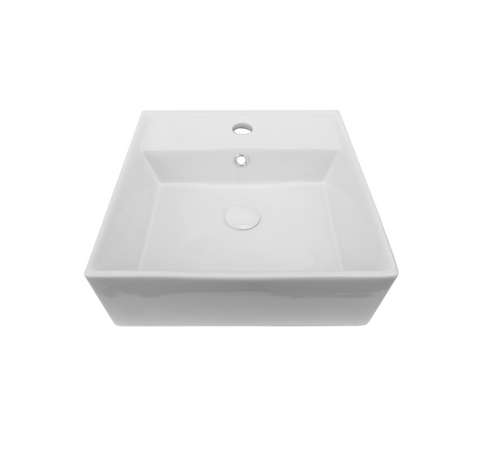 410*410*150 KROHLI Square White Gloss Counter Basin - Tap Provision