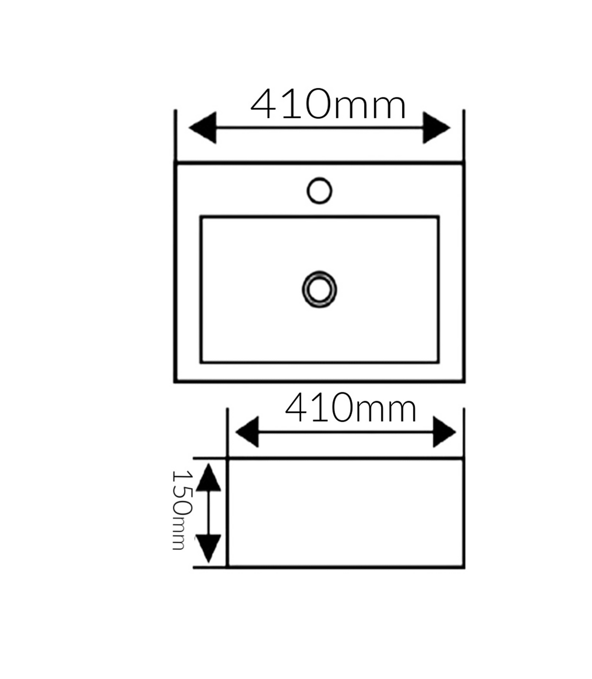 410*410*150 KROHLI Square White Gloss Counter Basin - Tap Provision