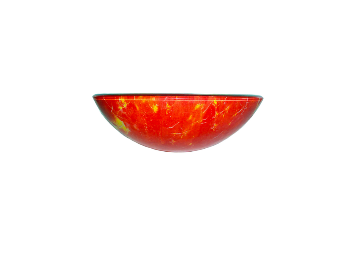 RED FUSION 420*140 Red Vein Round Double Layer Tempered Glass Countertop Vanity Basin