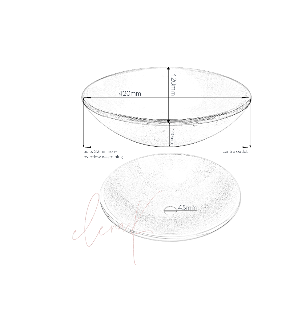 RED FUSION 420*140 Red Vein Round Double Layer Tempered Glass Countertop Vanity Basin