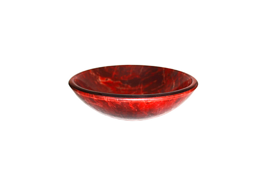 MIDNIGHT RED 420*140 Red Marble Vein Round Double Layer Tempered Glass Vanity Basin