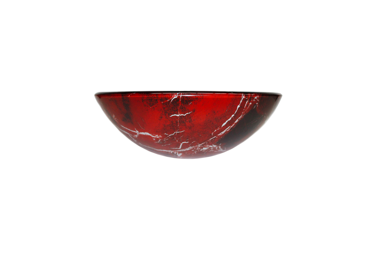 BURNT UMBER 420*140 Red Marble Vein Round Double Layer Tempered Glass Countertop Vanity Basin