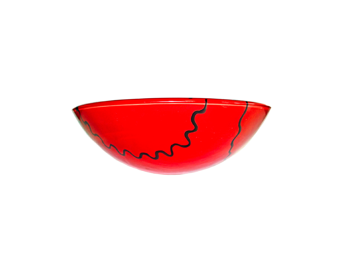 SCARLET RED 420*140 Red * Black Round Double Layer Tempered Glass Vanity Basin
