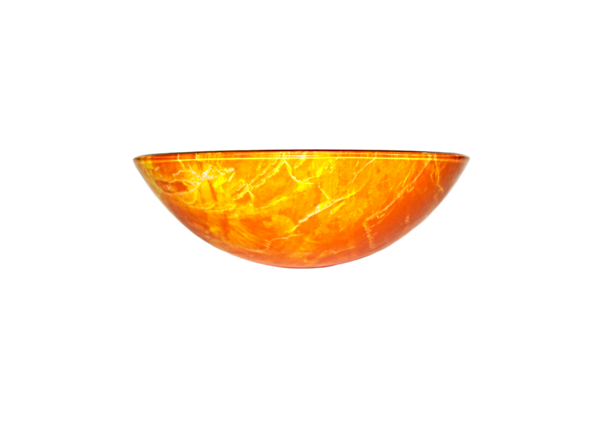 SUNBURST 420*140 Yellow * Orange Marble Vein Round Tempered Glass Double Layer Vanity Basin