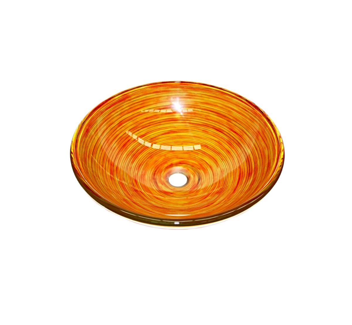 ORANGE ZEST 420*140 Orange * Yellow Round Tempered Glass Countertop Vanity Basin