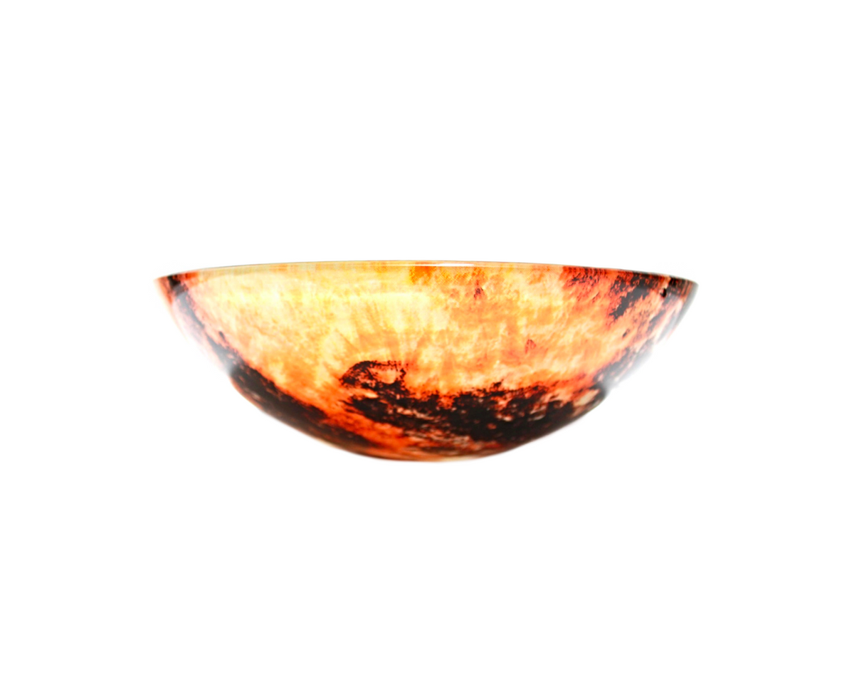 SUNKIST 420*140 Orange * Yellow & Brown Multi Double Layer Round Tempered Glass Vanity Basin