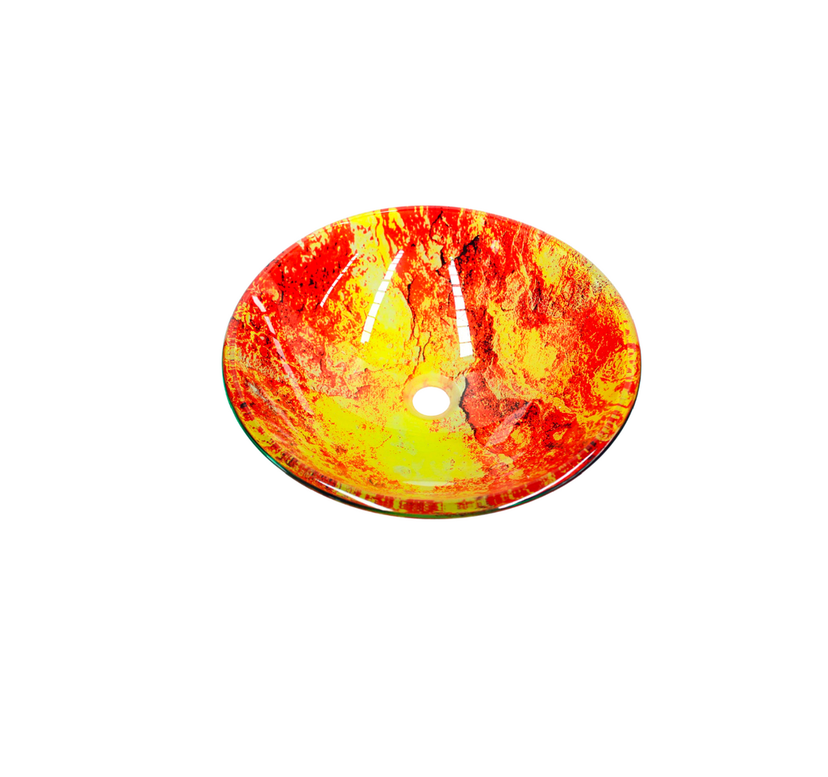 SUMMER RAIN 420*140 Yellow * Orange Round Double Layer Tempered Glass Vanity Basin