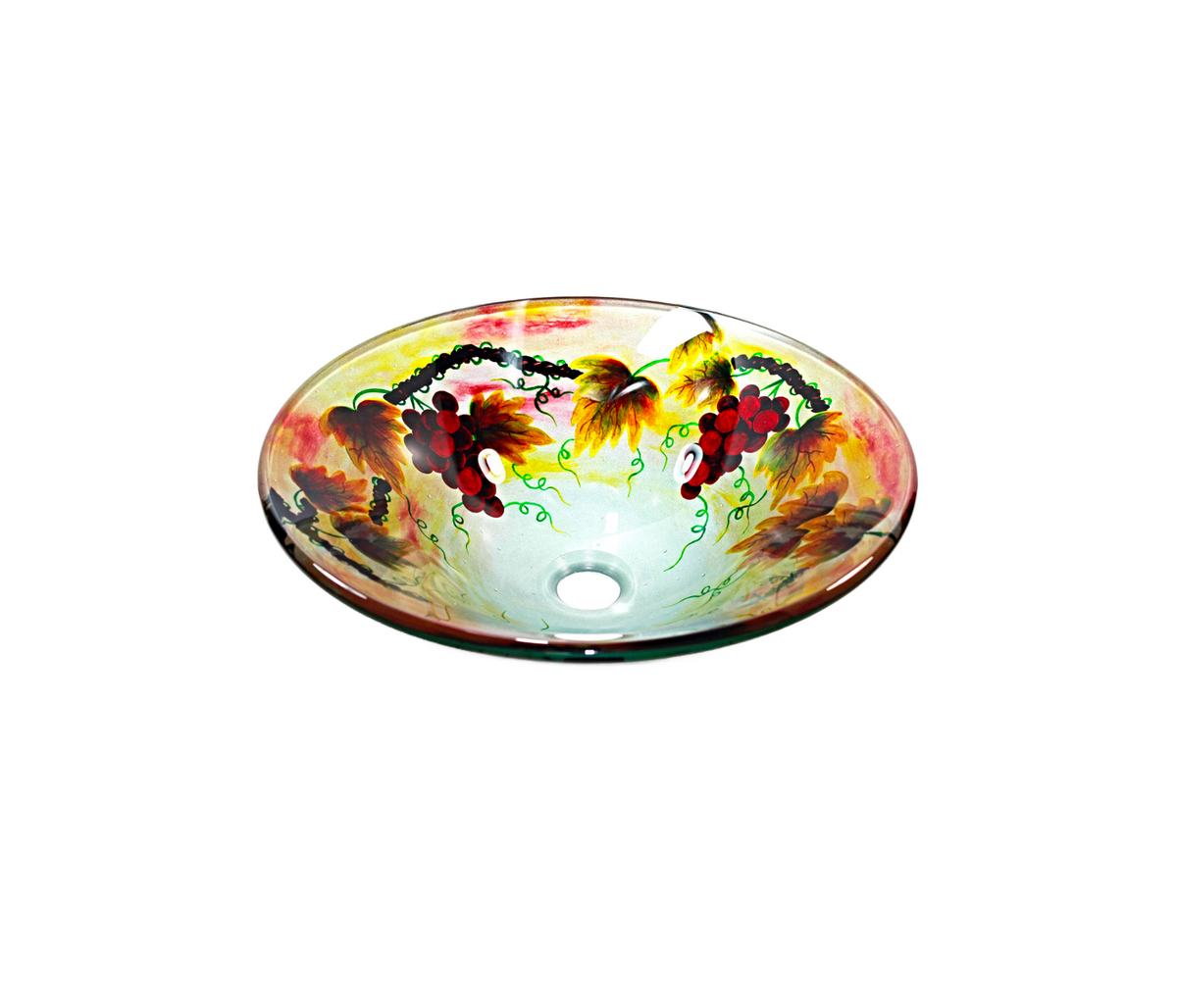 GRAPE WINE GOLD 445*140 Multi-Coloured Tapered Round Tempered Glass Countertop Vanity Basin