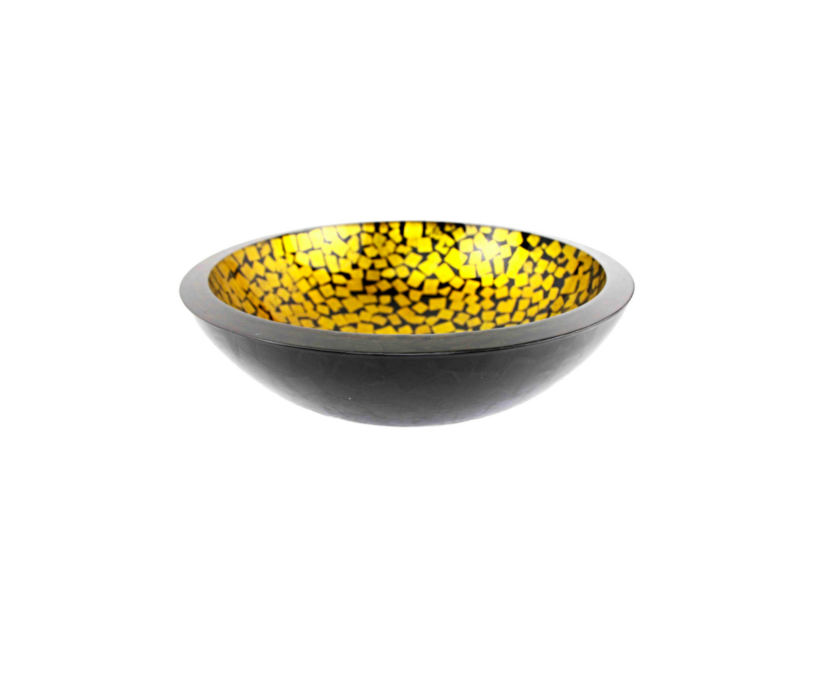 PERSIAN 420*140 Black * Gold Round Tempered Glass Vanity Basin - Thick Edge